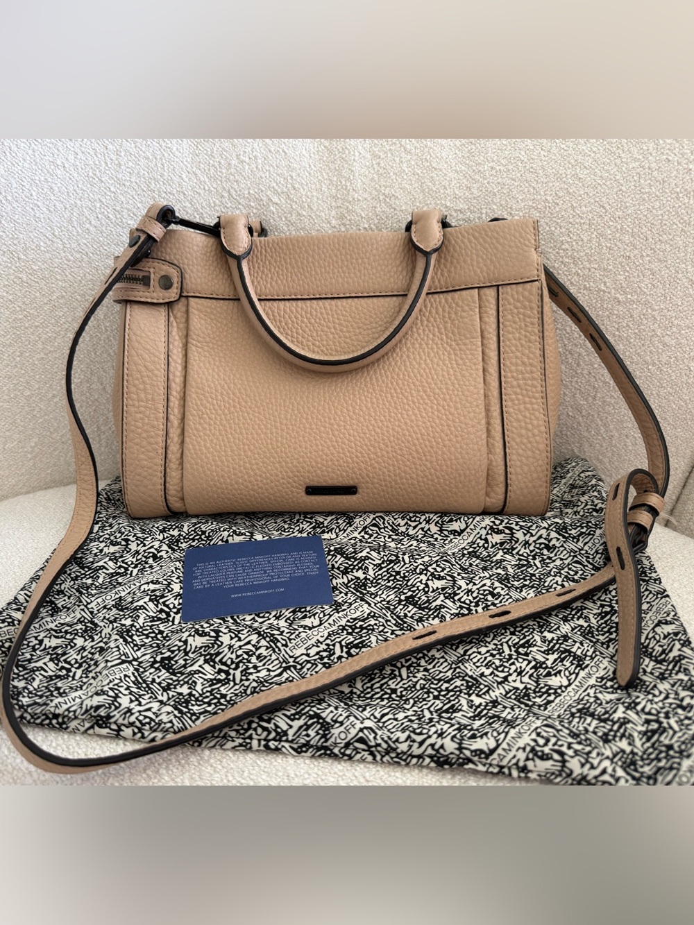 Rebecca Minkoff Small Crosby Leather Satchel Crossbody, color = Crosby latte